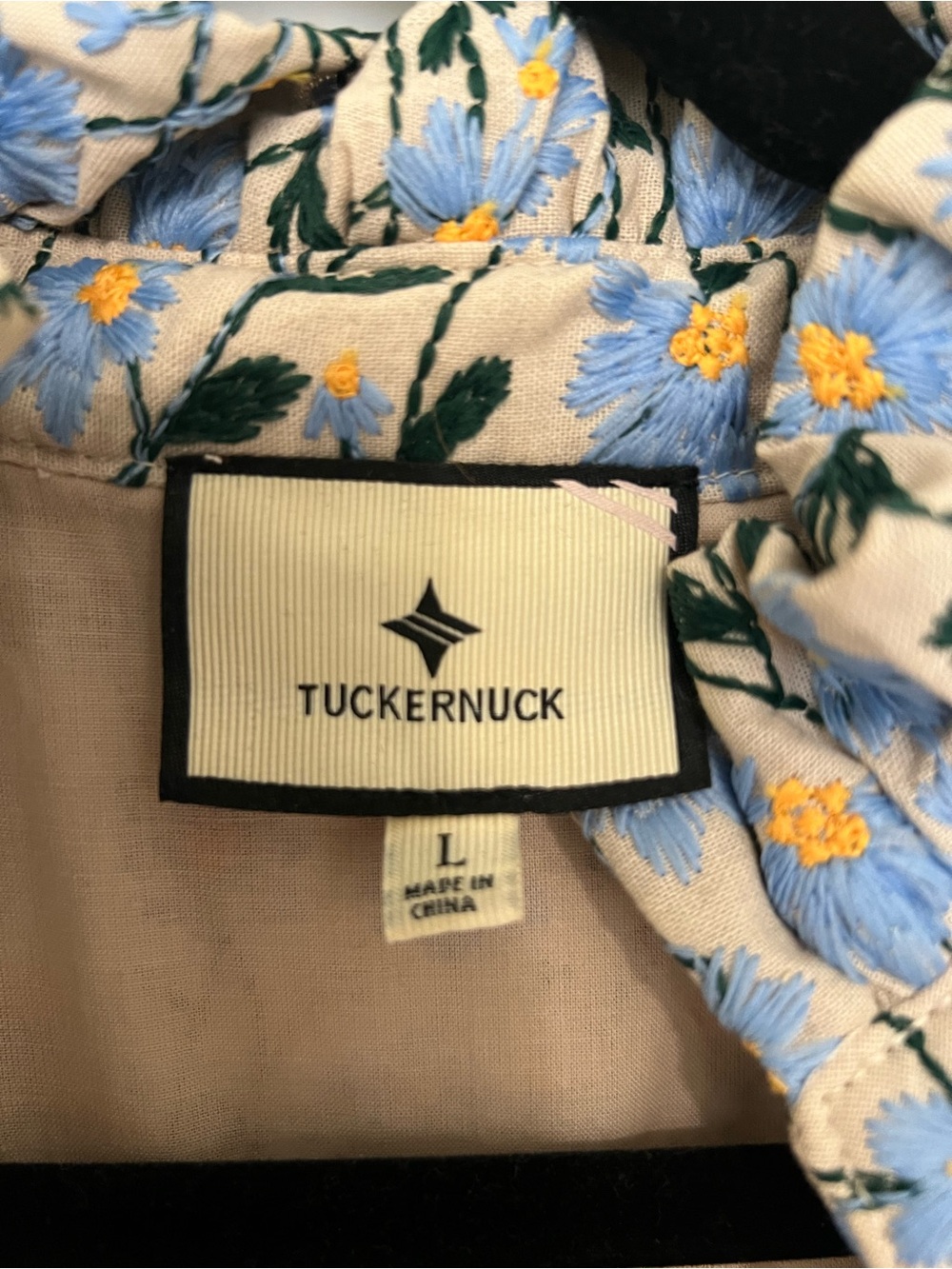 Tuckernuck Blue and Yellow Floral Ruffle-Neck Mini Dress - Picture 6 of 6